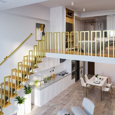 Manobras de aço inoxidável para decoração de escadas interiores para fixação de paredes em apartamentos