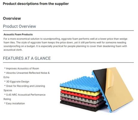 14-60 kg/m3 Densidade espuma de absorção de som de design moderno para isolamento acústico de estúdio