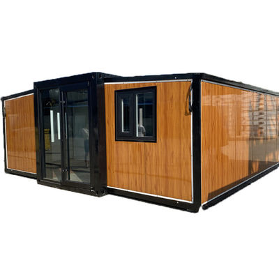 Casa de contêiner pré-fabricada impermeável com telhado poligônico e material de telhado de vidro temperado