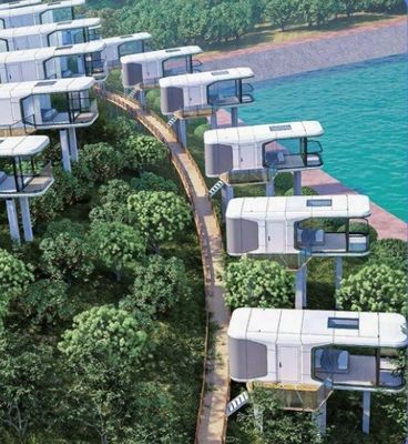 App Control Hotel Casa cápsula espacial com traje de desempenho térmico e sistema elétrico