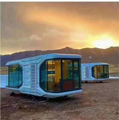 Fazenda auto-sustentável Casa cápsula de luxo pré-fabricada de liga de alumínio com controle de voz