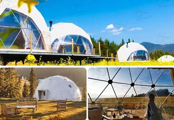 Casa de fazenda ao ar livre tenda Glamping Round Dome com cor personalizada casa de luxo casa de banho
