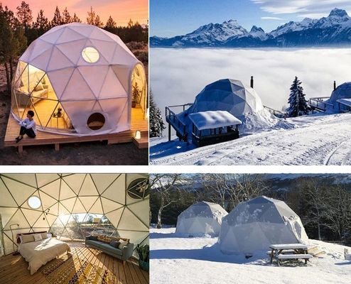Casa de fazenda ao ar livre tenda Glamping Round Dome com cor personalizada casa de luxo casa de banho